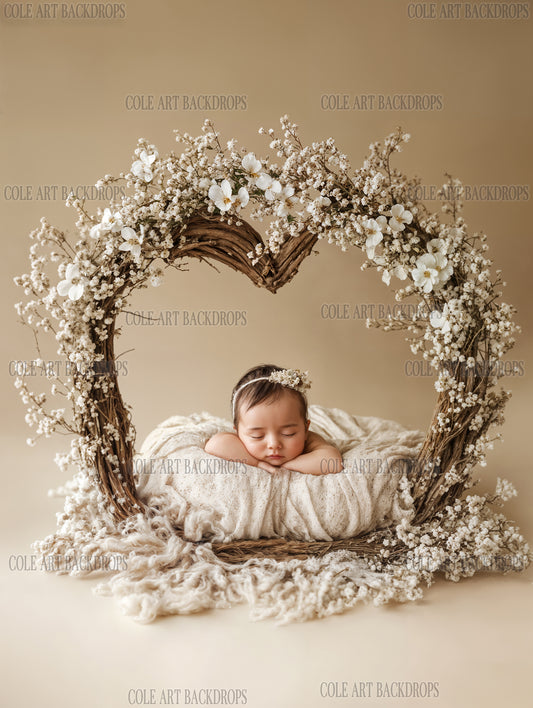Baby Heart Branch 2, Newborn Digital Backdrops, Baby Backdrop, Newborn Background