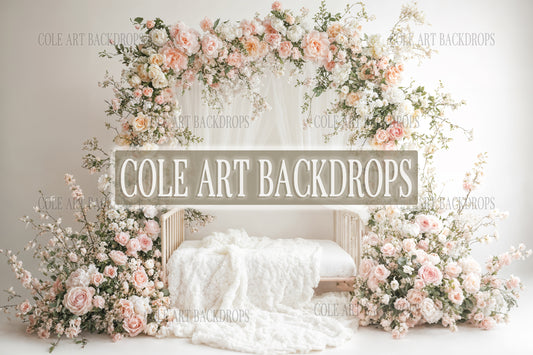 Iron Baby Flower Bed Newborn Digital Backdrops, Baby Backdrop, Newborn Background