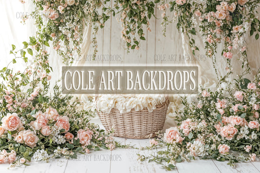 Iron Baby Flower Bed 5 Newborn Digital Backdrops, Baby Backdrop, Newborn Background