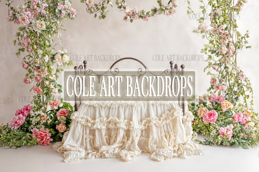 Iron Baby Flower Bed 6 Newborn Digital Backdrops, Baby Backdrop, Newborn Background