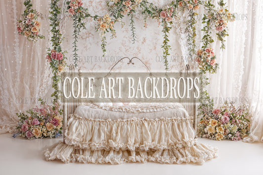 Iron Baby Flower Bed 7 Newborn Digital Backdrops, Baby Backdrop, Newborn Background