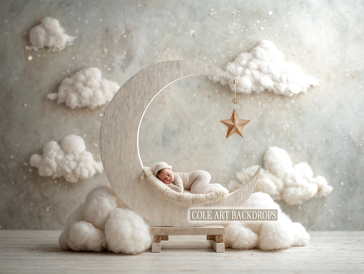 Cenários digitais para recém-nascidos Baby Moon 5, cenário para bebês, fundo para recém-nascidos