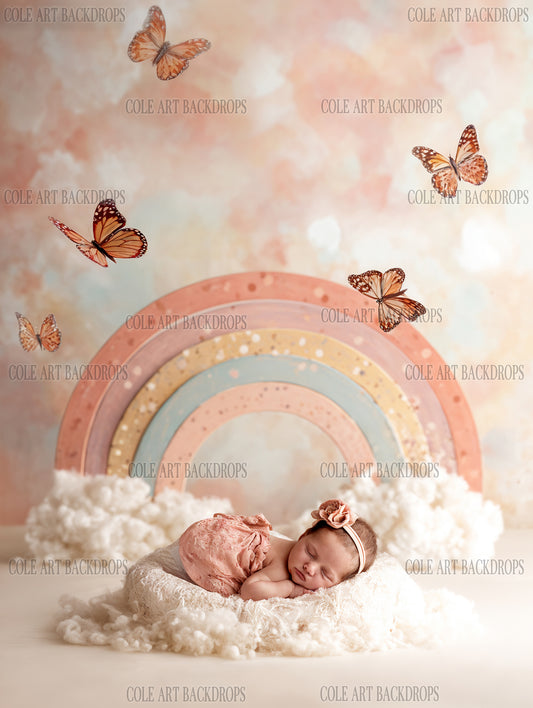 Arcoíris de mariposas 1, fondos digitales para recién nacidos, fondo para bebé, fondo para recién nacidos