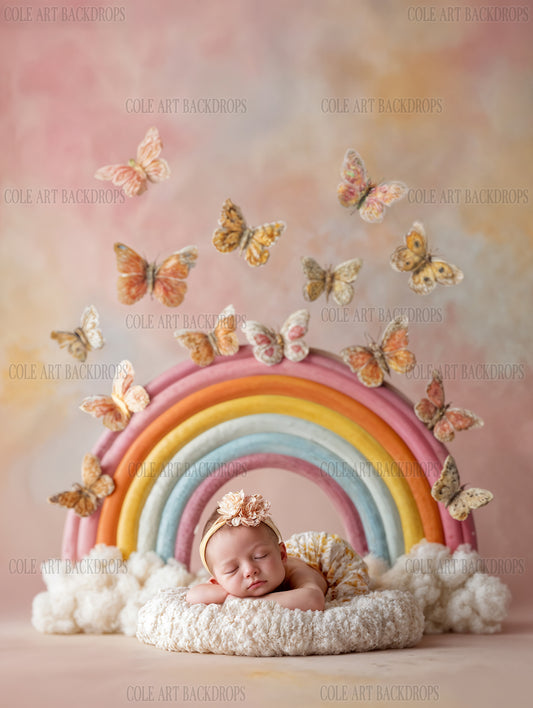 Arcoíris de mariposas 2, fondos digitales para recién nacidos, fondo para bebé, fondo para recién nacidos