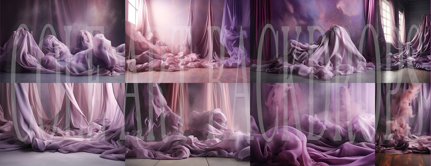 Conjunto de Tecido Fluido Roxo Carry Me Away, Cenários Digitais, Fundos de Maternidade, Texturas para Cenários de Estúdio, Texturas para Belas Artes, Texturas para Photoshop