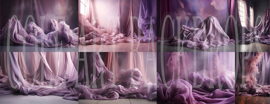 Conjunto de telas fluidas moradas "Llévame lejos". Fondos digitales, fondos de maternidad, texturas para fondos de estudio, texturas de bellas artes, texturas de Photoshop.