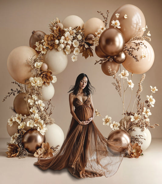 Fondo digital con arco floral de globos