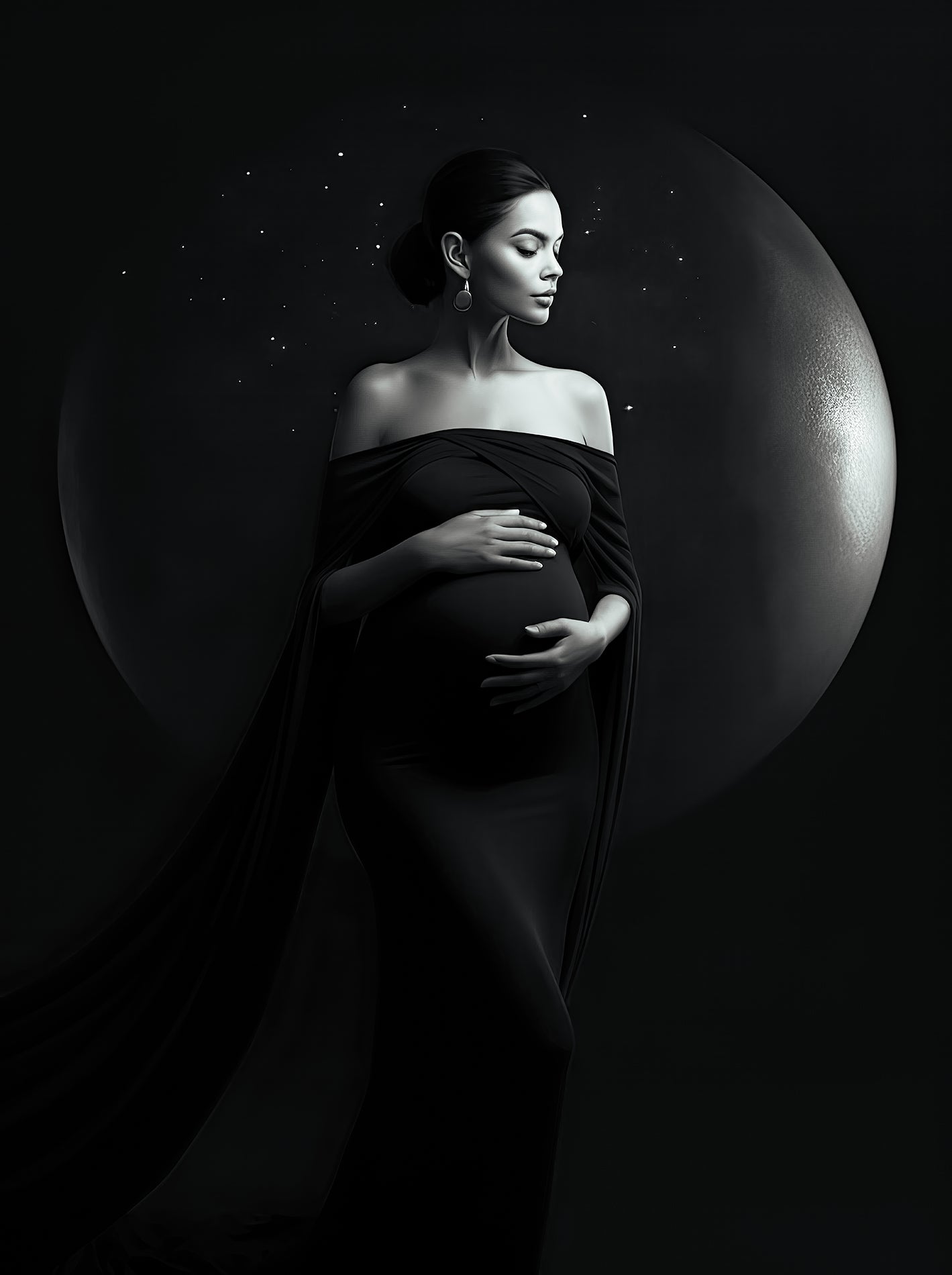 Cenários digitais Dark Moon Set, fundos de maternidade, cenários de estúdio, texturas de belas artes, sobreposição de Photoshop