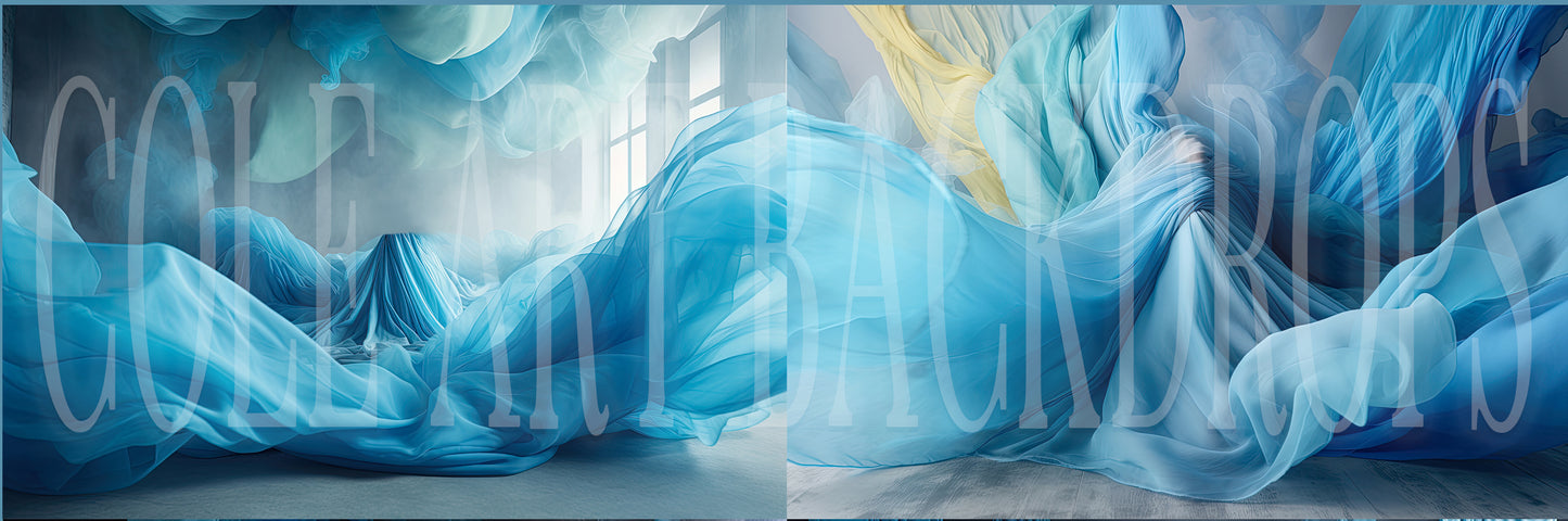 Conjunto de Tecido Fluido Azul Carry Me Away, Cenários Digitais, Fundos de Maternidade, Texturas para Cenários de Estúdio, Texturas para Belas Artes, Texturas para Photoshop