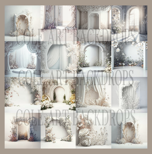 Fondos digitales "A White Dream Set", fondos de maternidad, fondos de estudio, fondos digitales