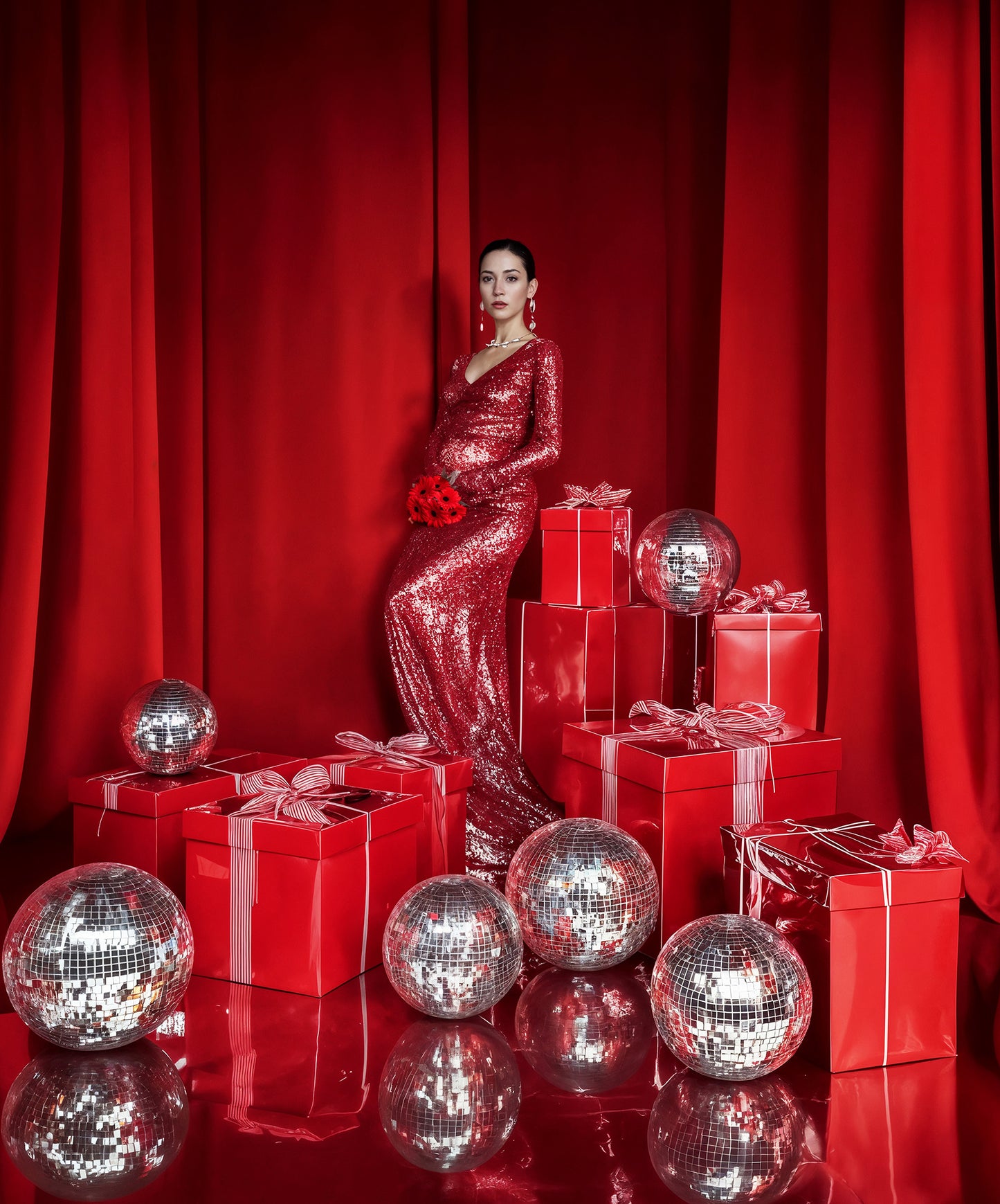 Cenários digitais de Natal Rockin Red, conjunto de cenários digitais de Natal