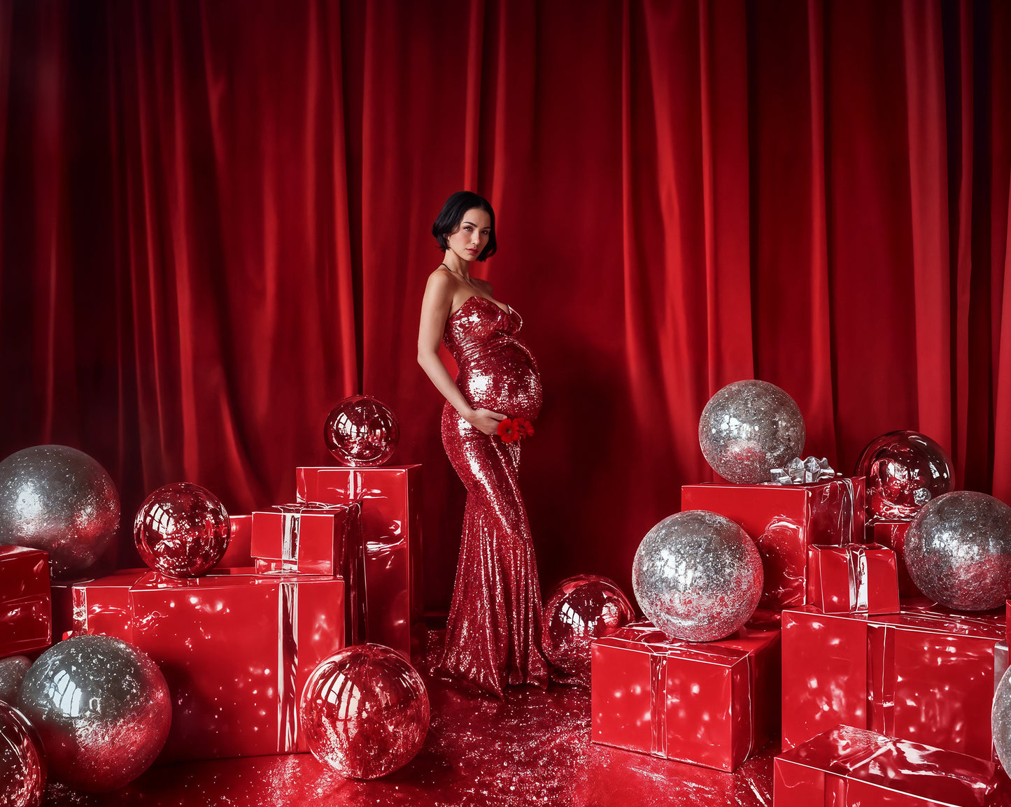 Cenários digitais de Natal Rockin Red, conjunto de cenários digitais de Natal