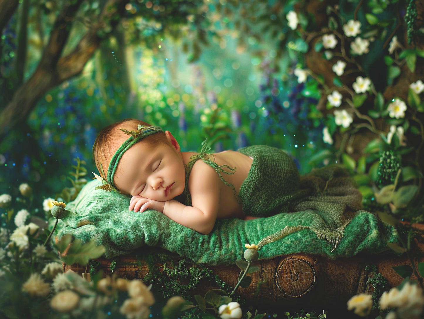 Peter Pan Baby Digital Background, Newborn Backdrops Set