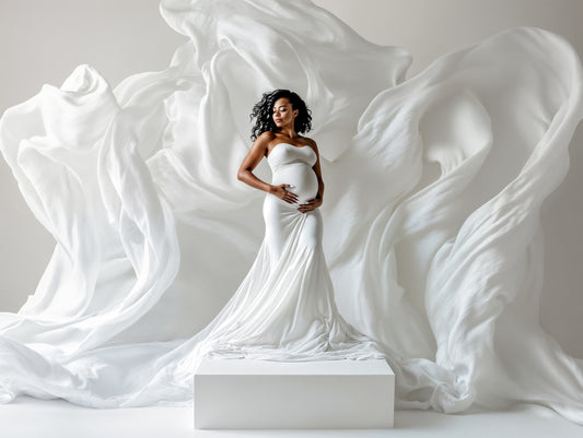 Fondo digital para podio de tela blanca