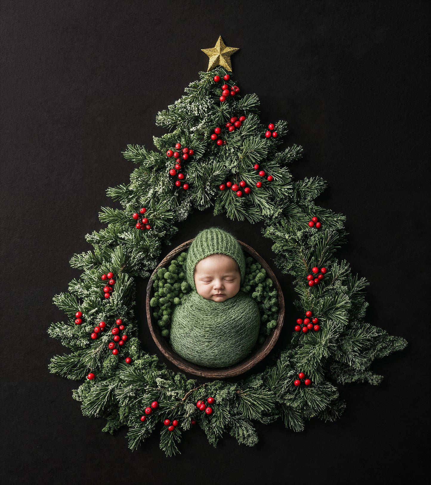 Fondo digital navideño de helechos, conjunto de fondos navideños para recién nacidos