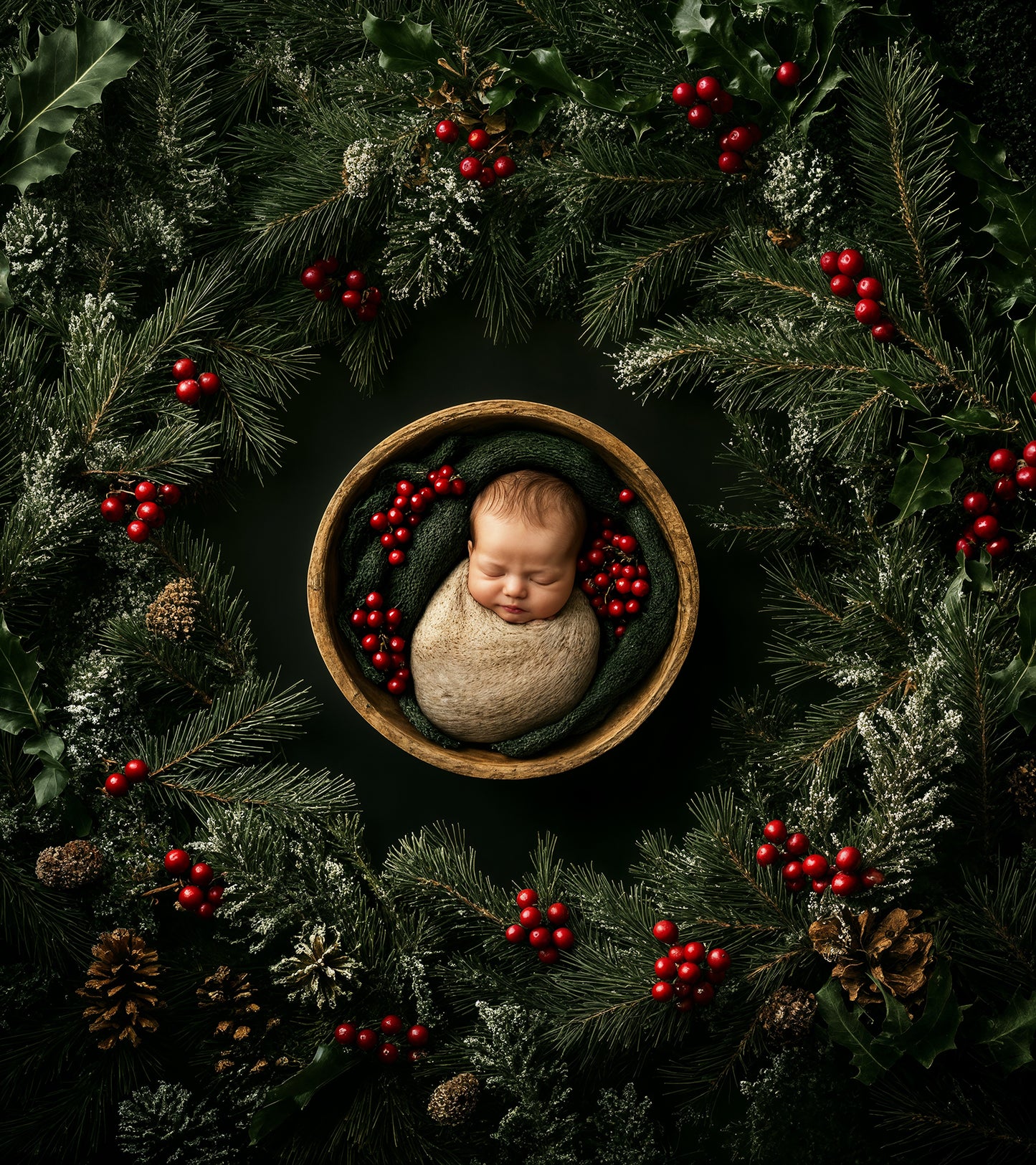 Fondo digital navideño de helechos, conjunto de fondos navideños para recién nacidos