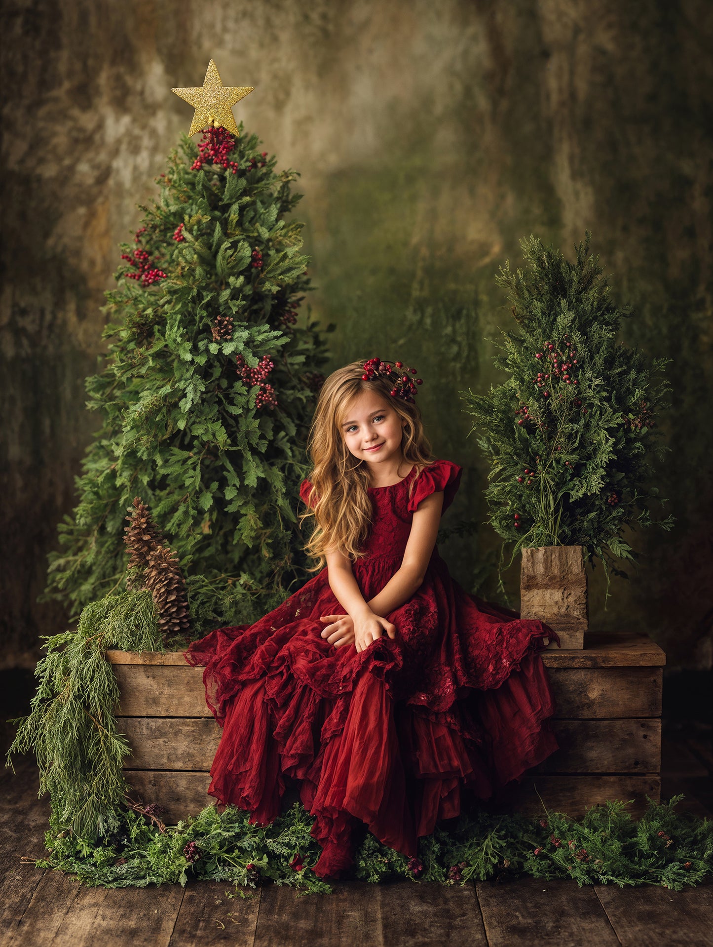 Whimsy Green Christmas Backdrop Set