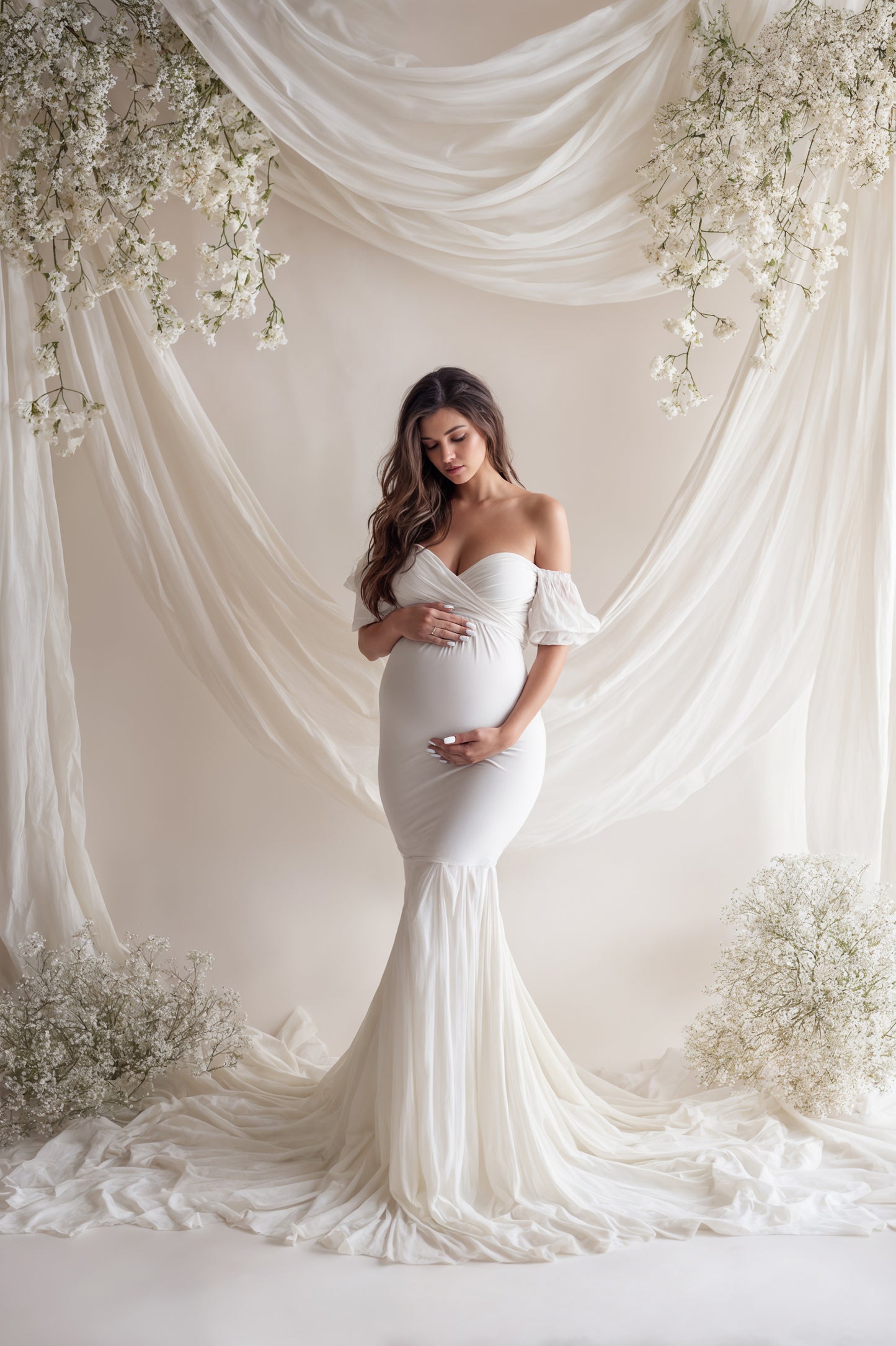 Conjunto de cenário digital Dreamy Draped Babys Breath