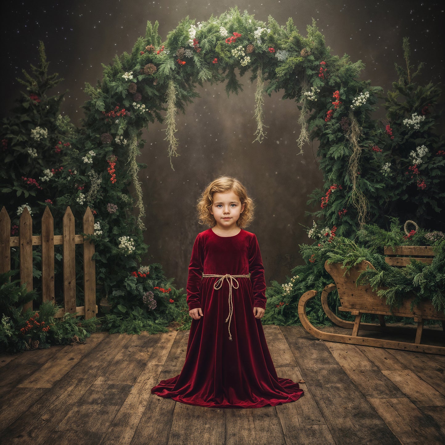 Whimsy Green Christmas Backdrop Set