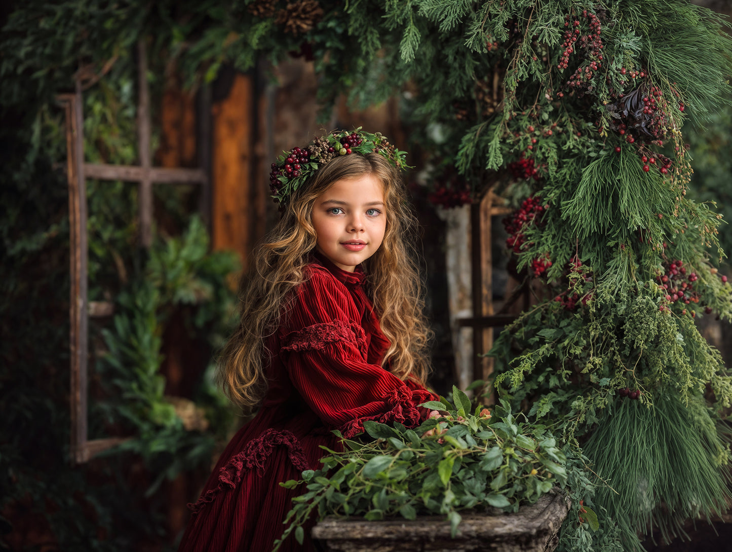 Whimsy Green Christmas Backdrop Set
