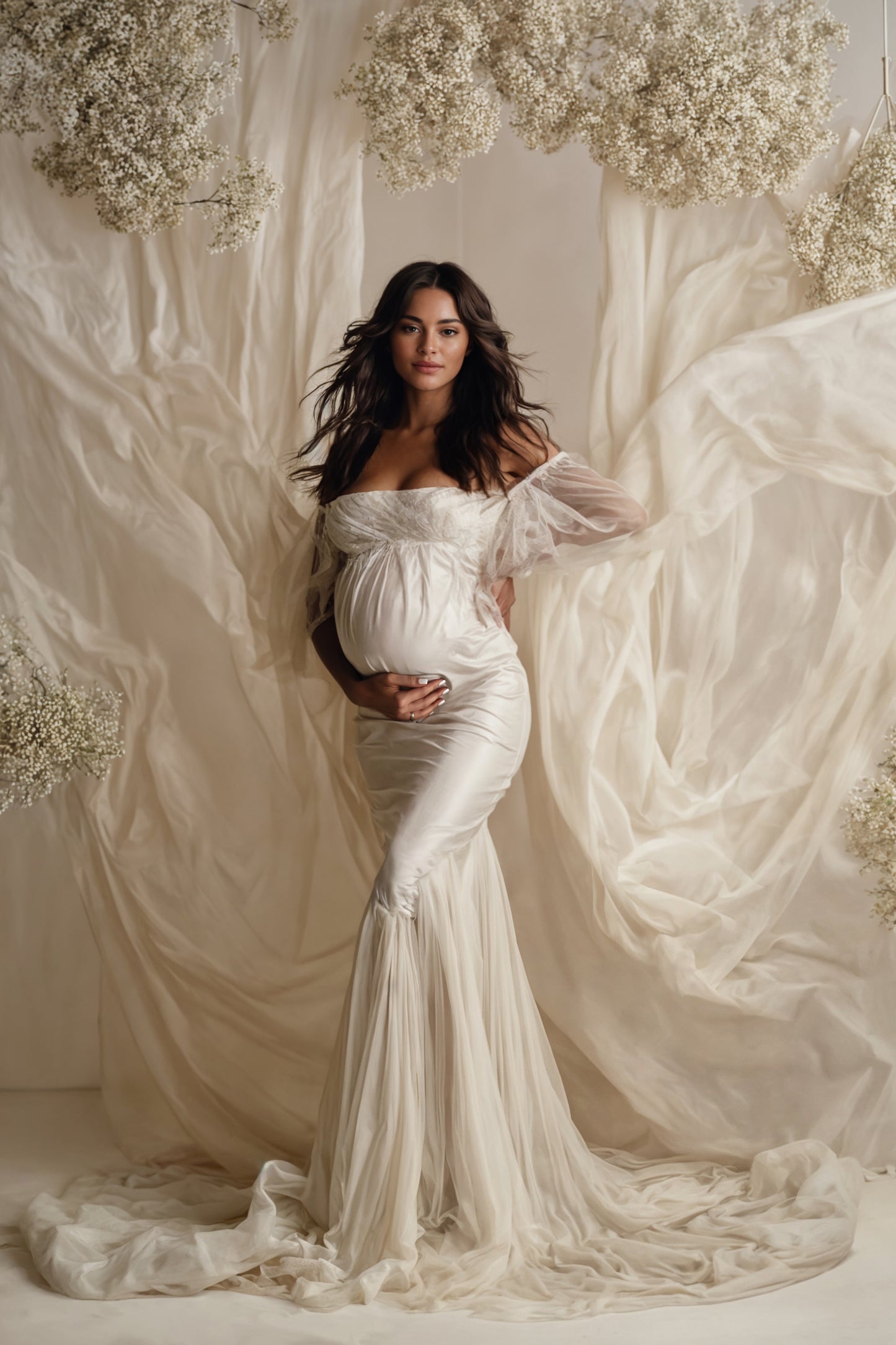 Conjunto de cenário digital Dreamy Draped Babys Breath