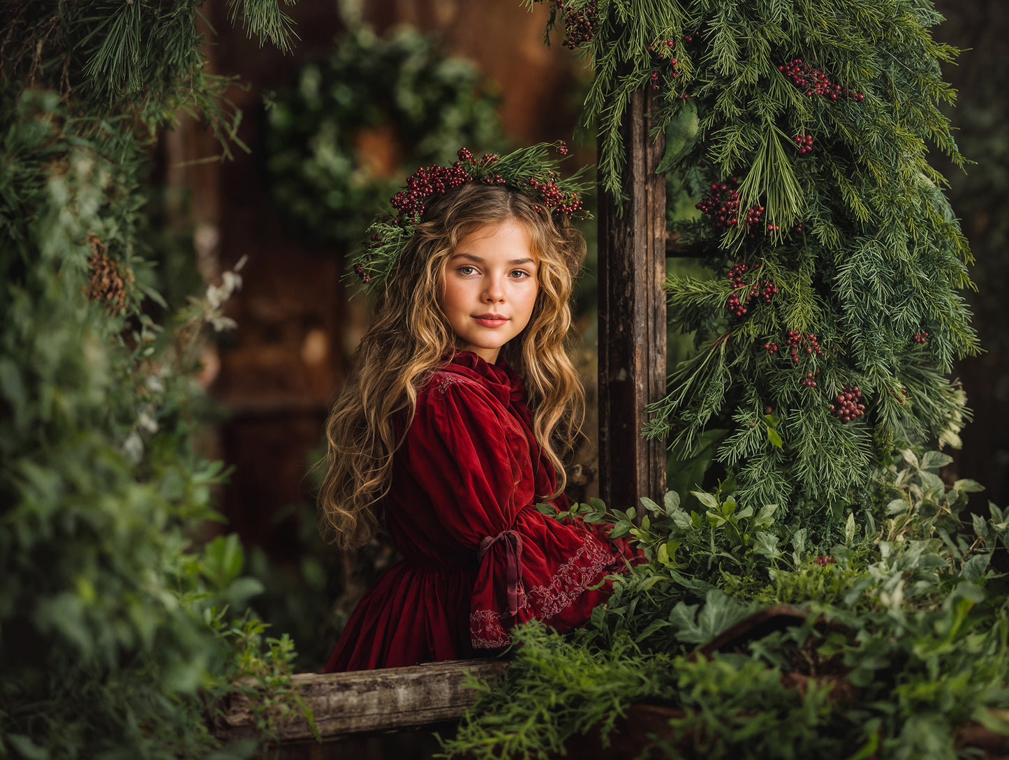 Whimsy Green Christmas Backdrop Set