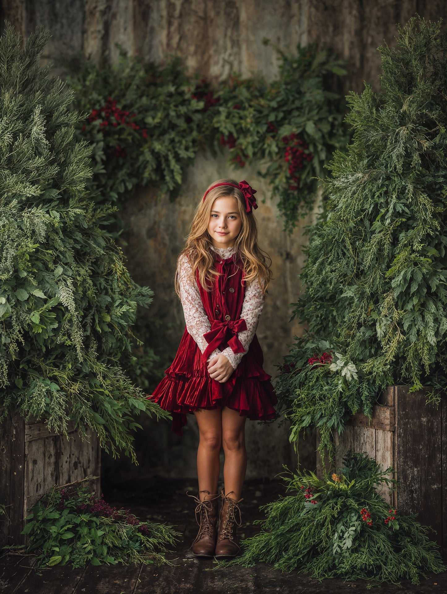 Whimsy Green Christmas Backdrop Set