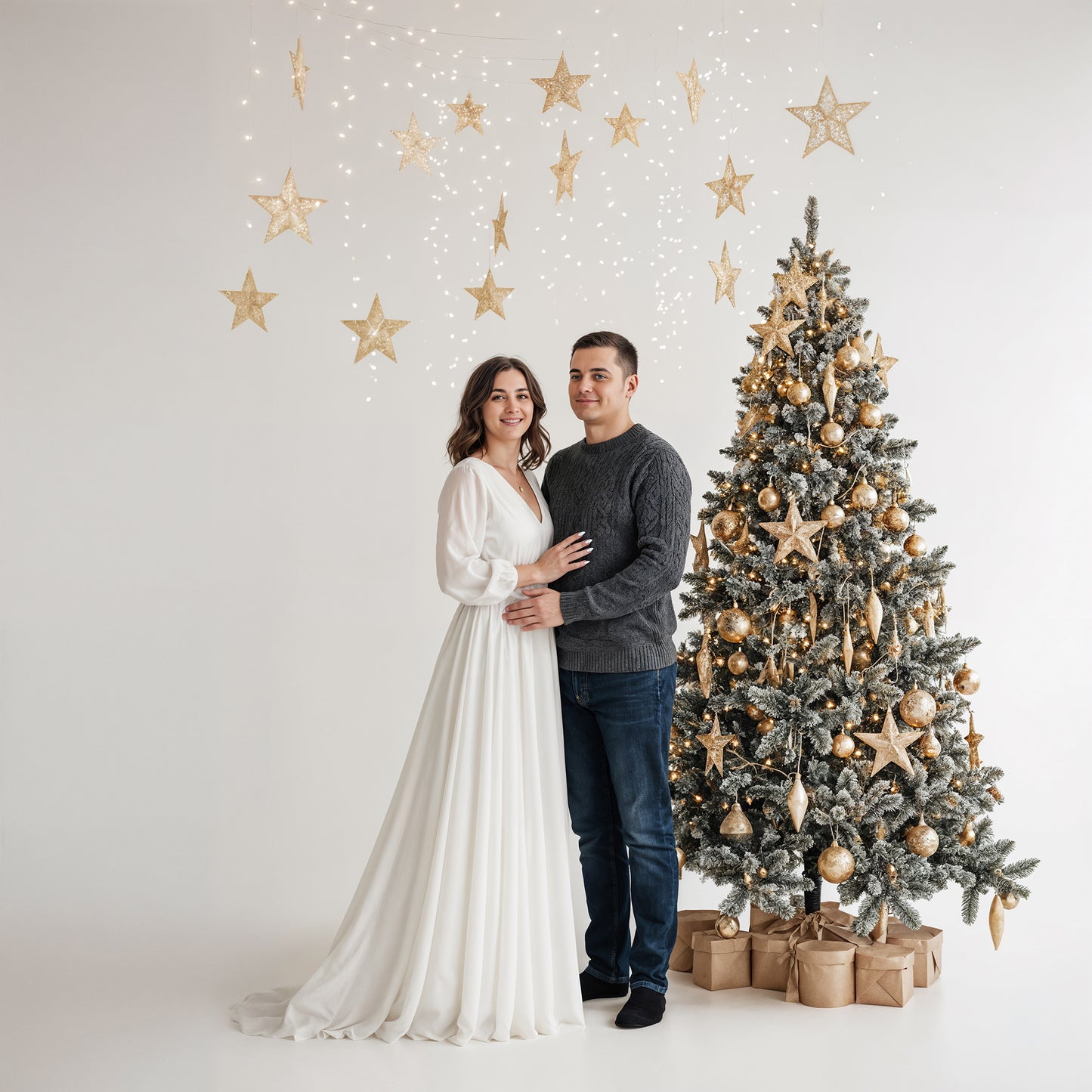White Star Christmas Digital Backdrops Set