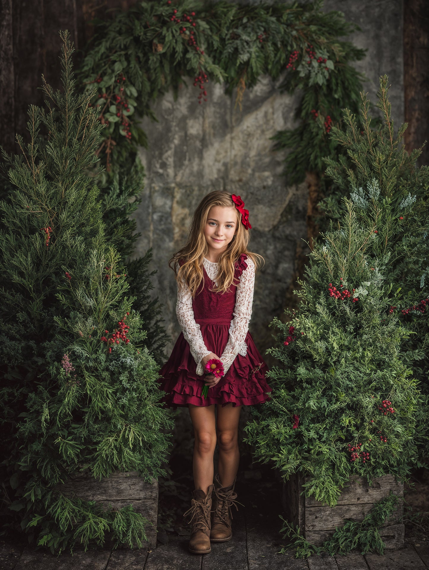 Whimsy Green Christmas Backdrop Set