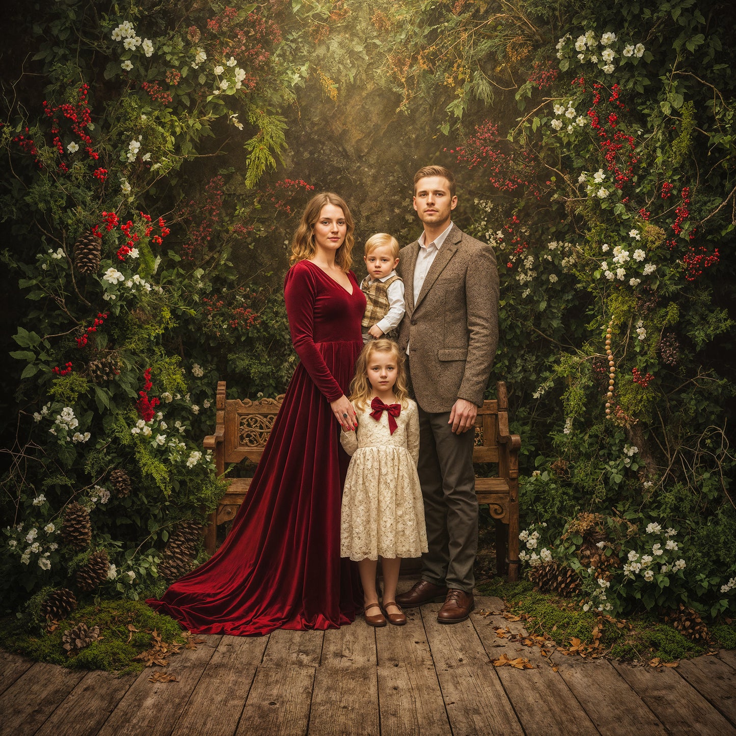 Whimsy Green Christmas Backdrop Set