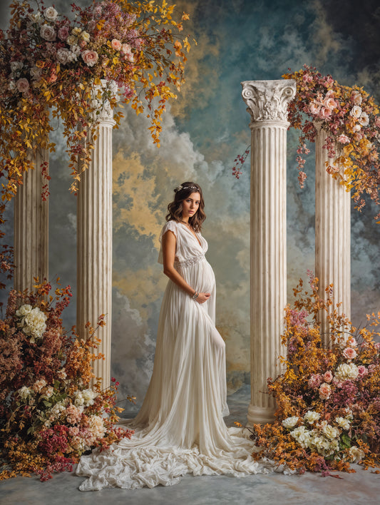 Fondo digital con columnas florales de otoño