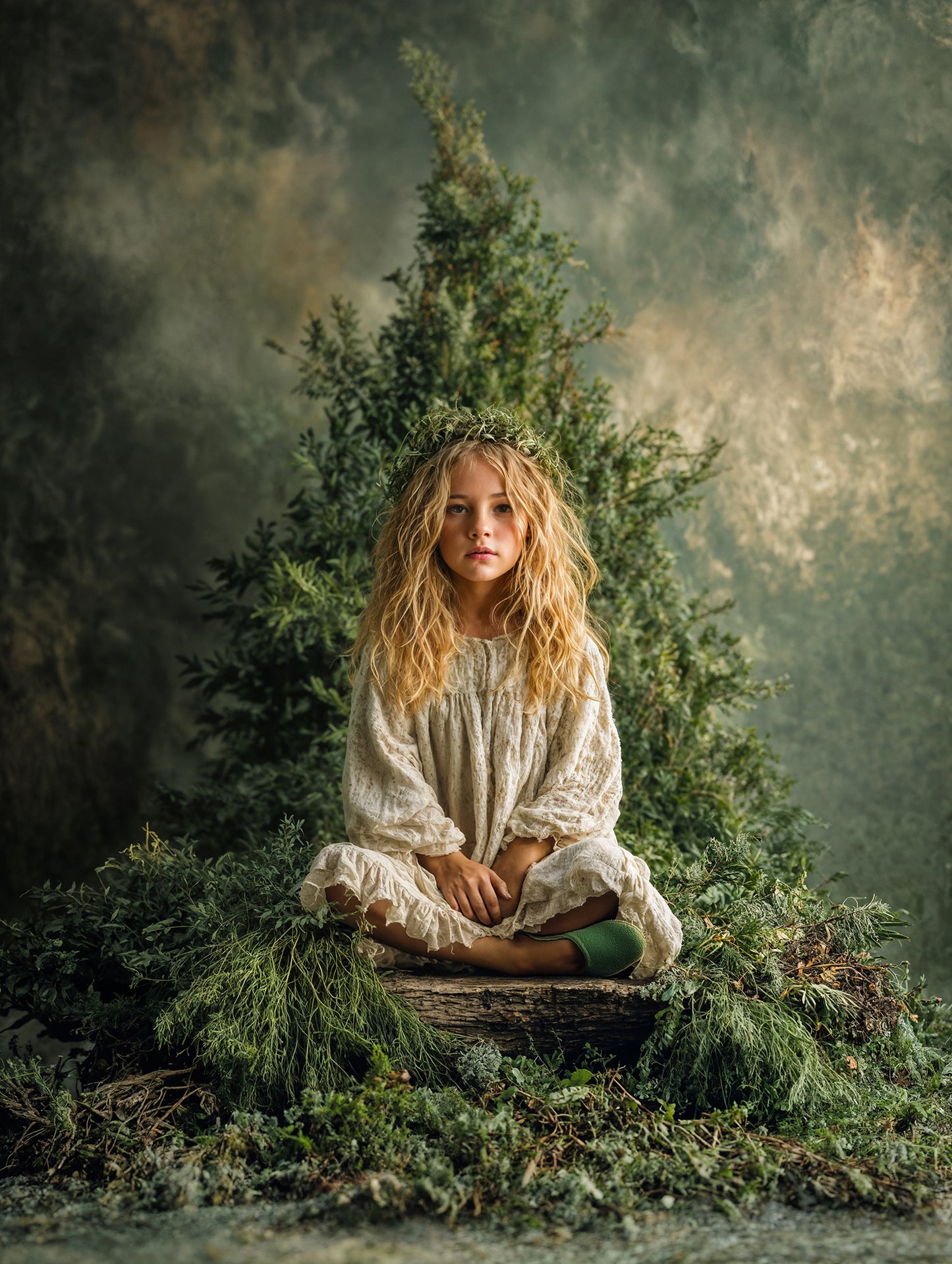 Whimsy Green Christmas Backdrop Set