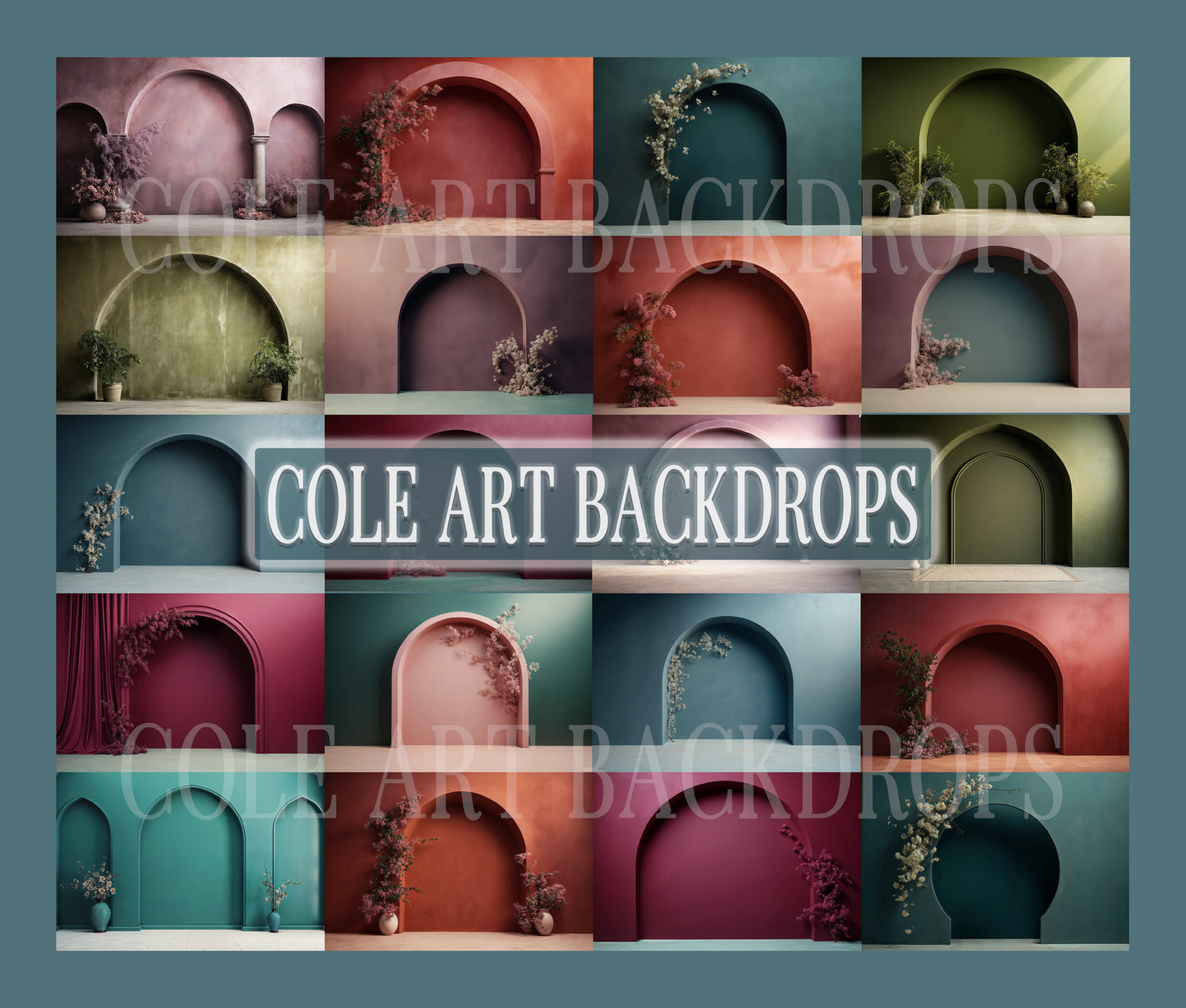 Arcos de colores minimalistas: fondos digitales, superposiciones para fondos de maternidad, superposiciones para fondos de estudio, texturas de bellas artes, superposiciones para Photoshop