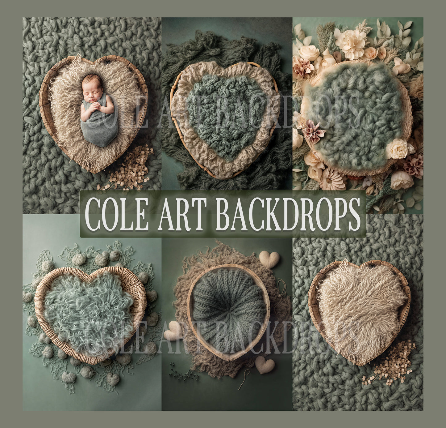 Baby Green Set Digital Backdrops, Newborn Overlays, Newborn Props, Newborn Backdrops, Photoshop Overlays