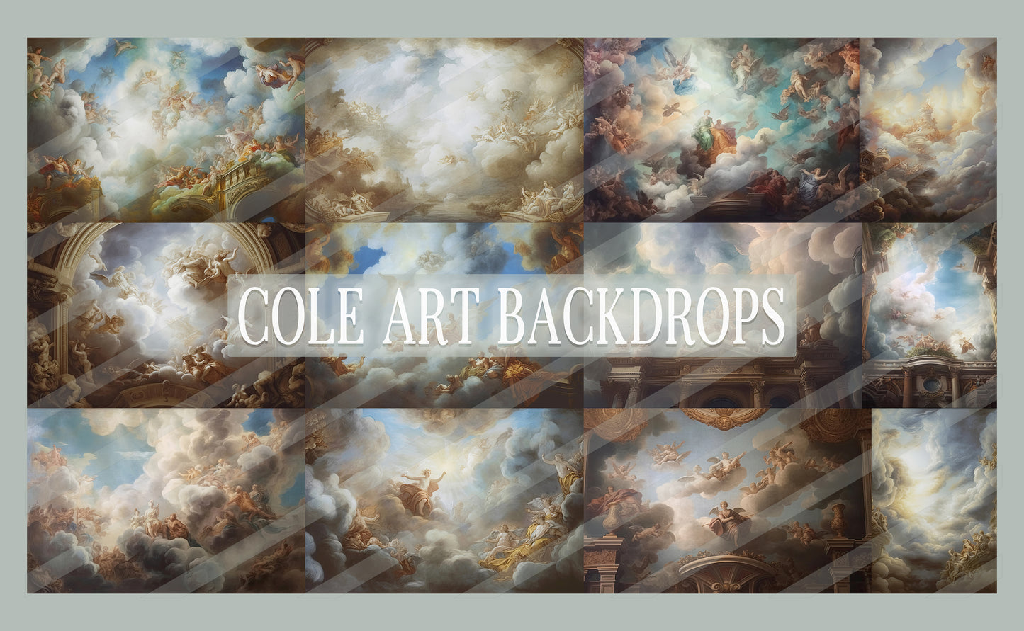 Fondos digitales con nubes renacentistas, fondos de maternidad, texturas para fondos de estudio, texturas de bellas artes, texturas de Photoshop