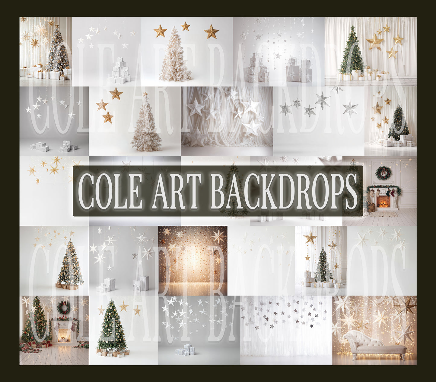 White Star Christmas Digital Backdrops Set