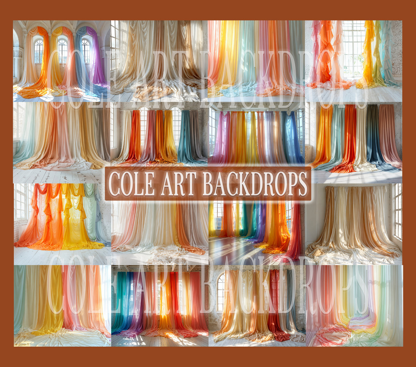 Colorful Drapes Digital Backdrop Set