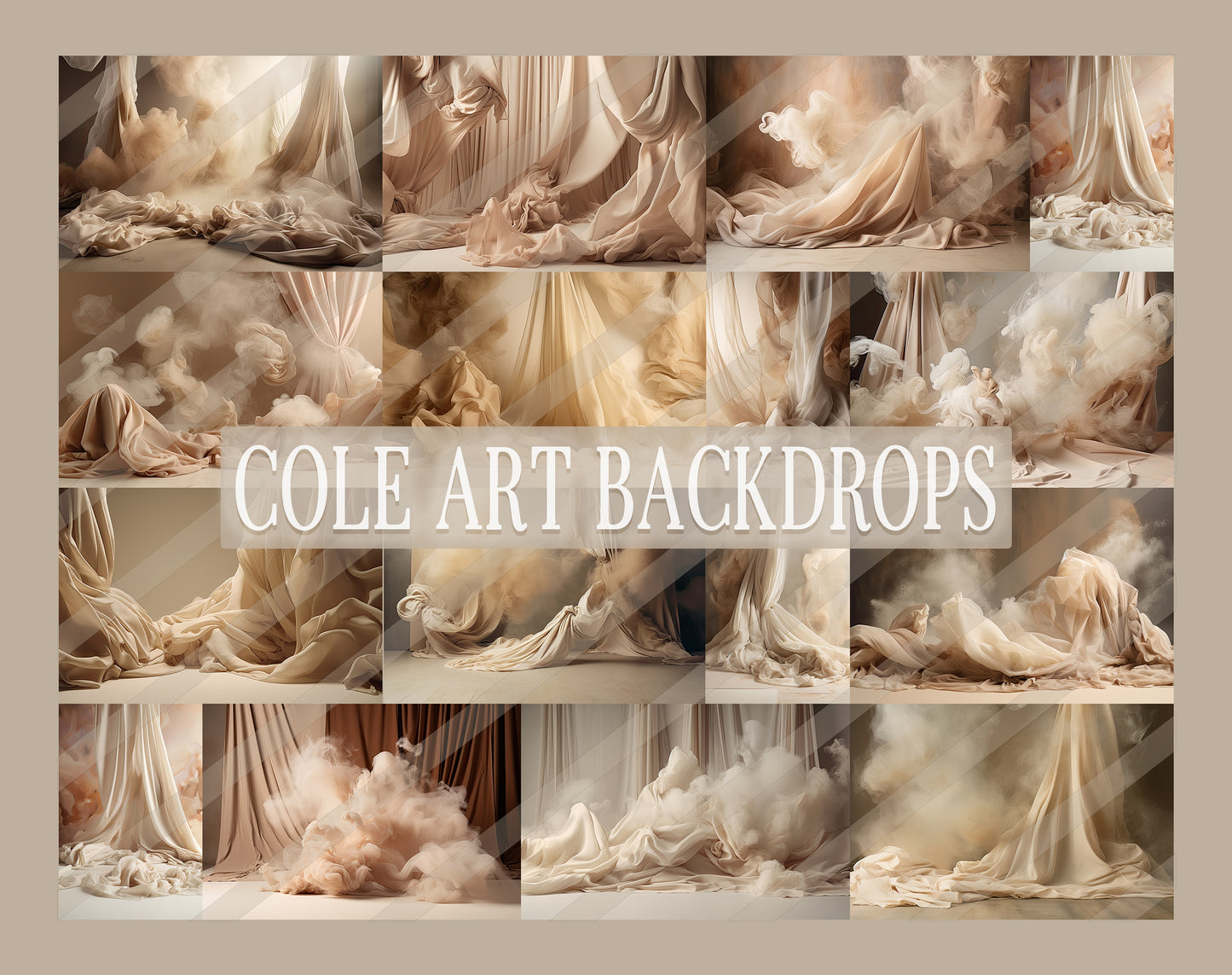 Conjunto de telas fluidas beige "Llévame lejos". Fondos digitales, fondos de maternidad, texturas para fondos de estudio, texturas de bellas artes, texturas de Photoshop.
