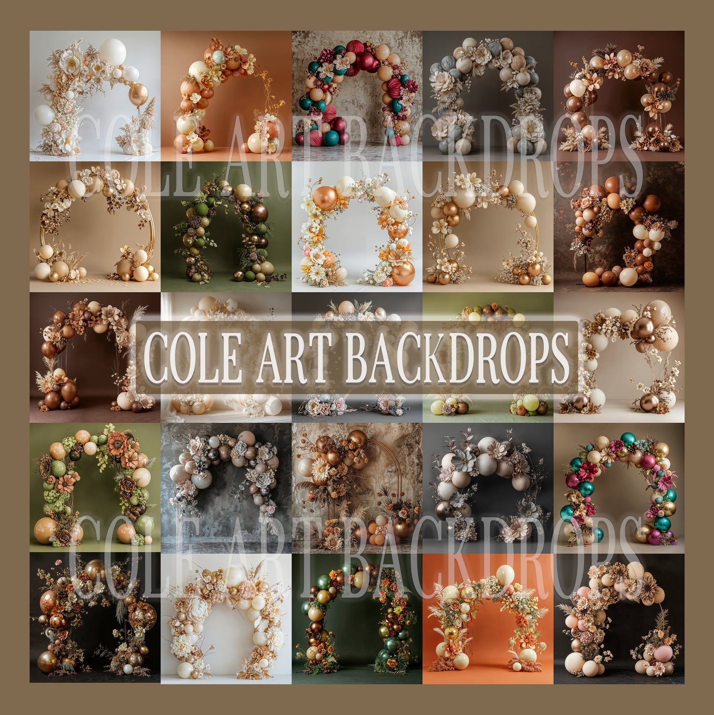 Conjunto de cenário digital para arco floral com balões