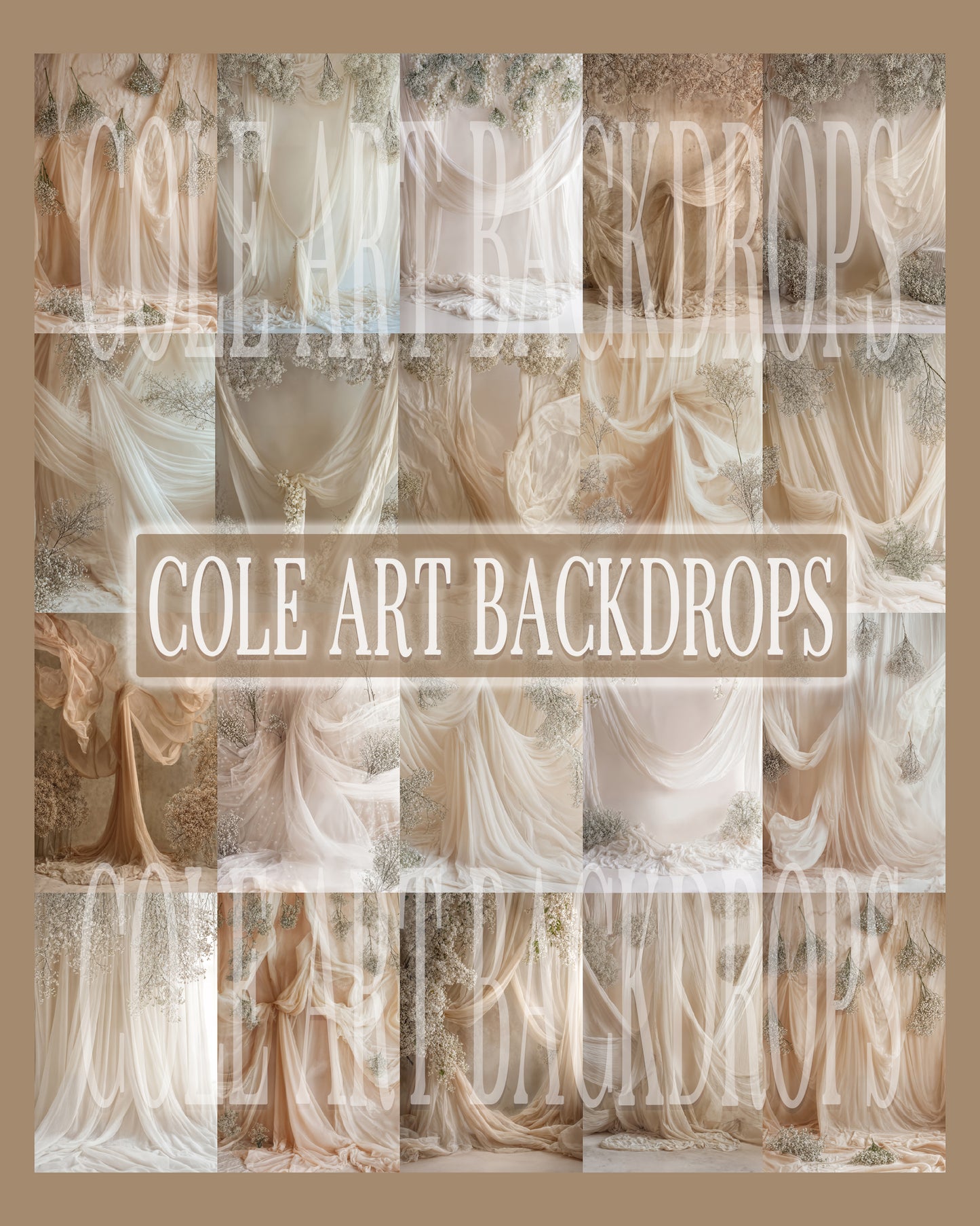 Conjunto de cenário digital Dreamy Draped Babys Breath