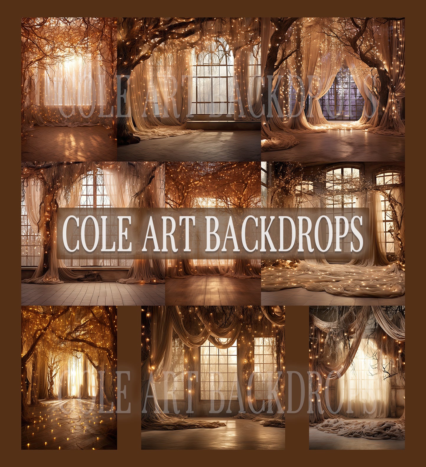Brown Whimsy Twinkle Lights Set Digital Backdrops, Maternity Backdrop Overlays, Studio Backdrop Overlays, Fine Art Textures