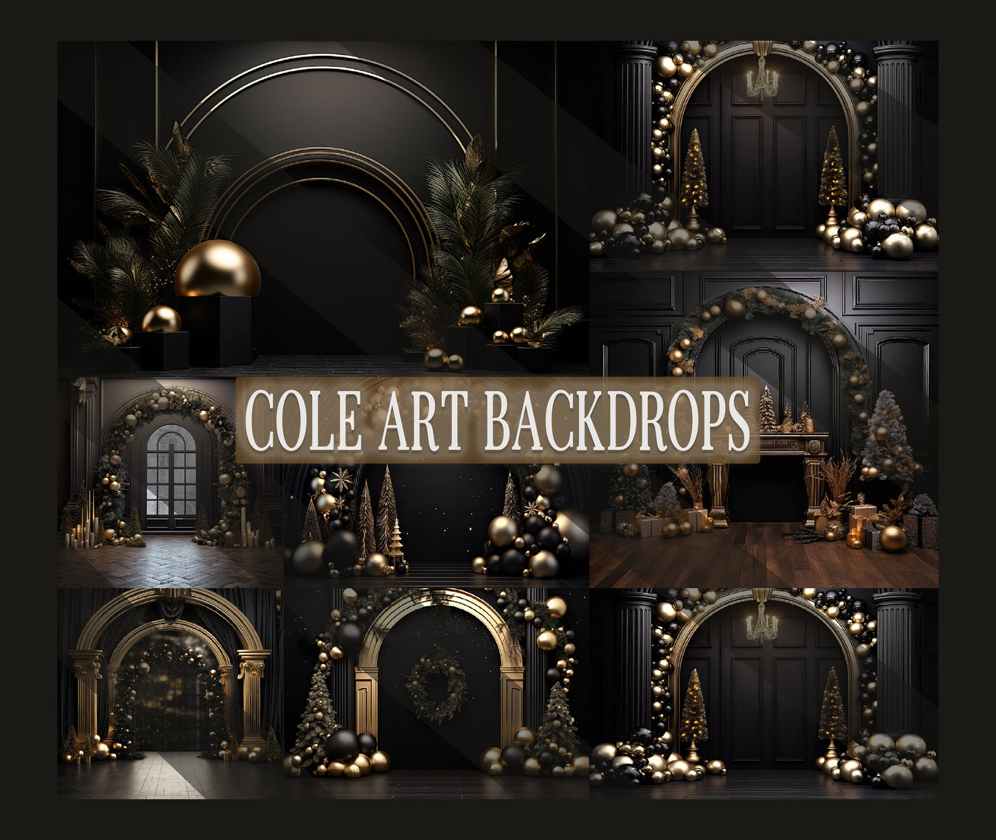 Black Arched Christmas Digital Backdrops, Maternity Backdrop Overlays, Studio Backdrop Overlays, Fine Art Textures, Christmas Backgrounds