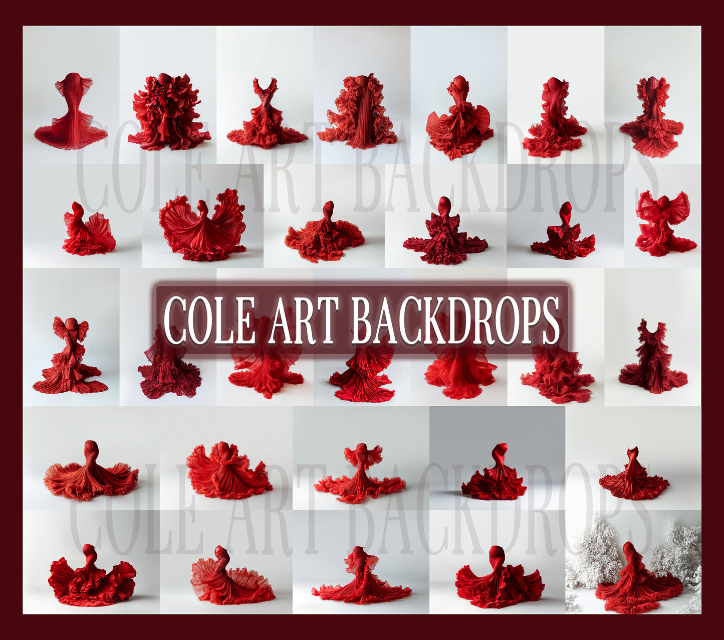 Red Dress Digital Overlays, Photoshop Overlays, Digital Backdrops Set