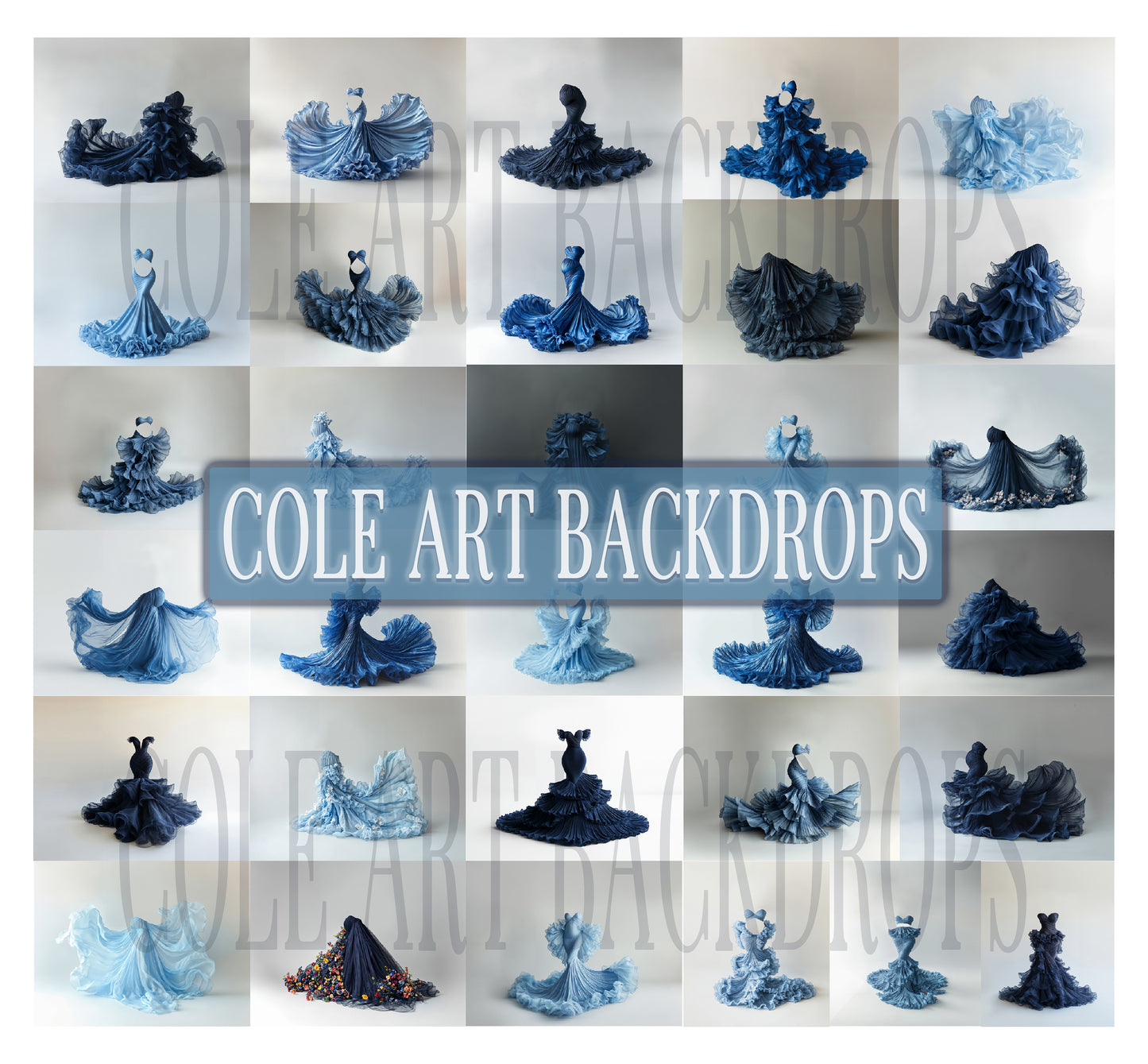 Blue Dress Digital Overlays, Photoshop Overlays, Digital Backdrops Set