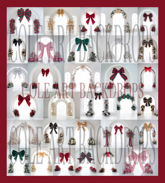 Backlit Christmas Bows Digital Backdrop Set