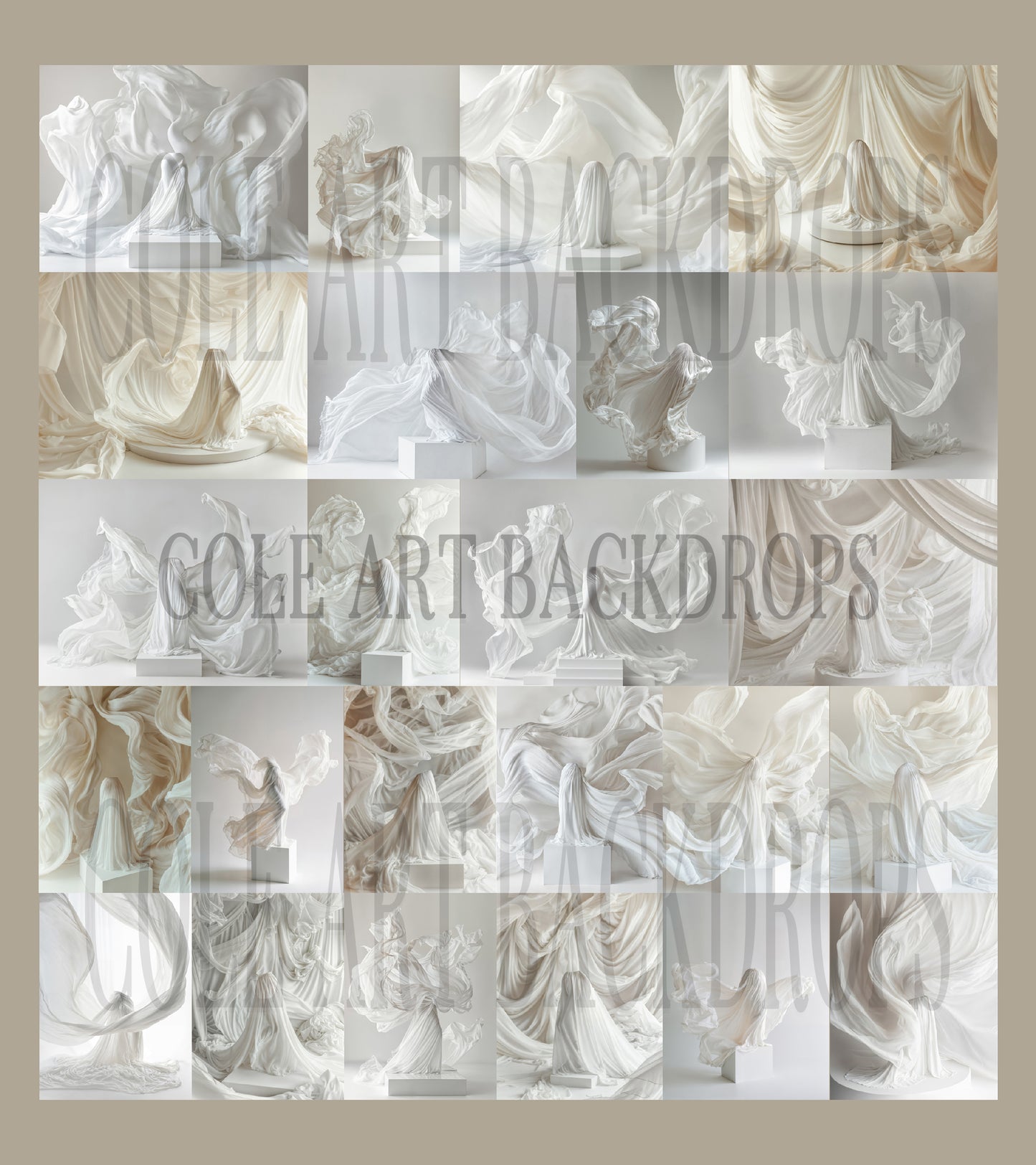 White Fabric Podium Digital Backdrop Set