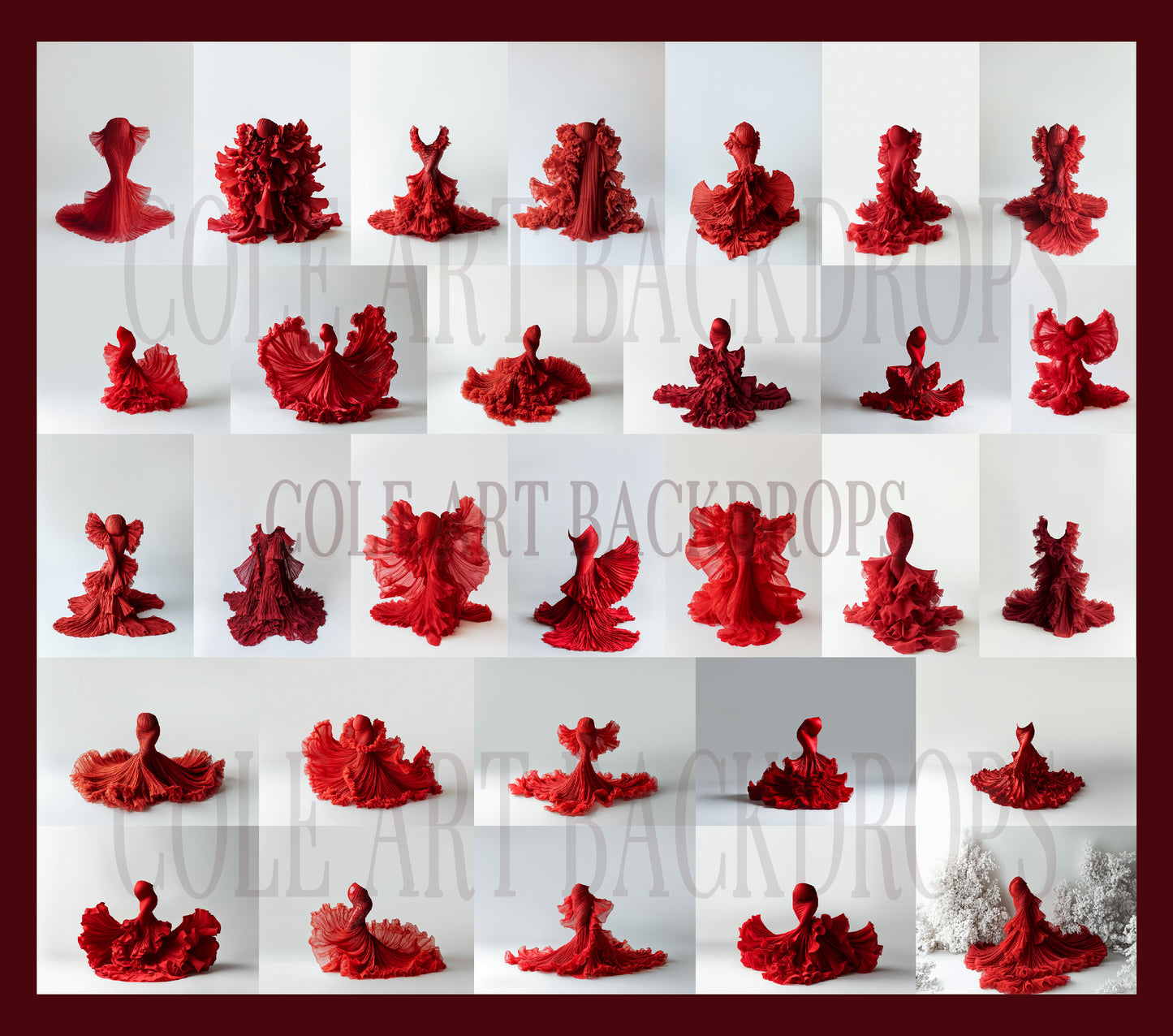 Red Dress Digital Overlays, Photoshop Overlays, Digital Backdrops Set