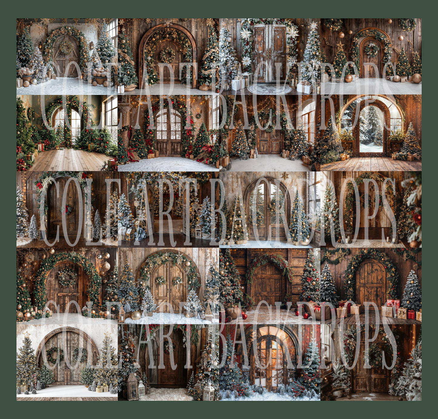 A Cozy Christmas Digital Backdrops, Christmas Digital Backdrops Set