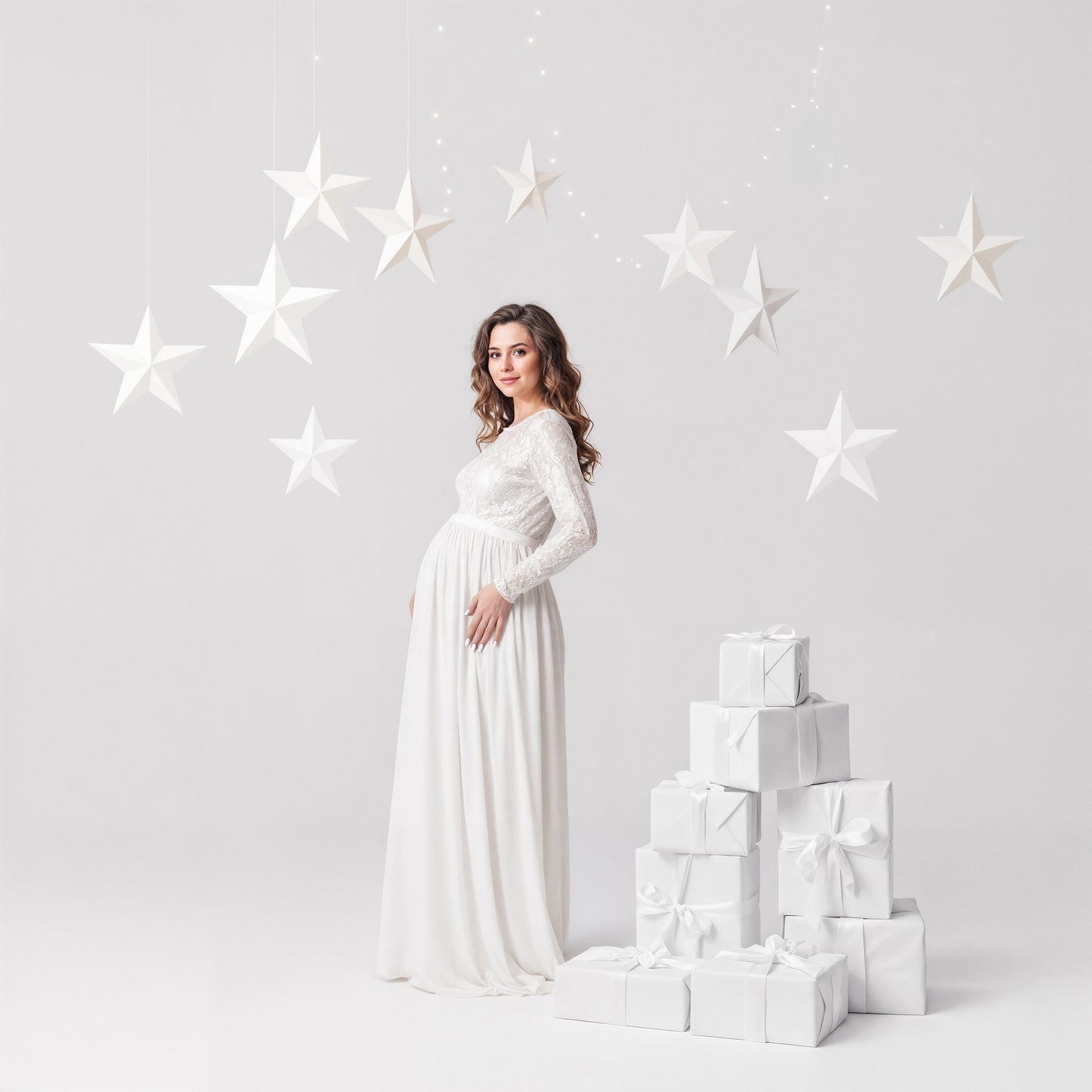 White Star Christmas Digital Backdrops Set