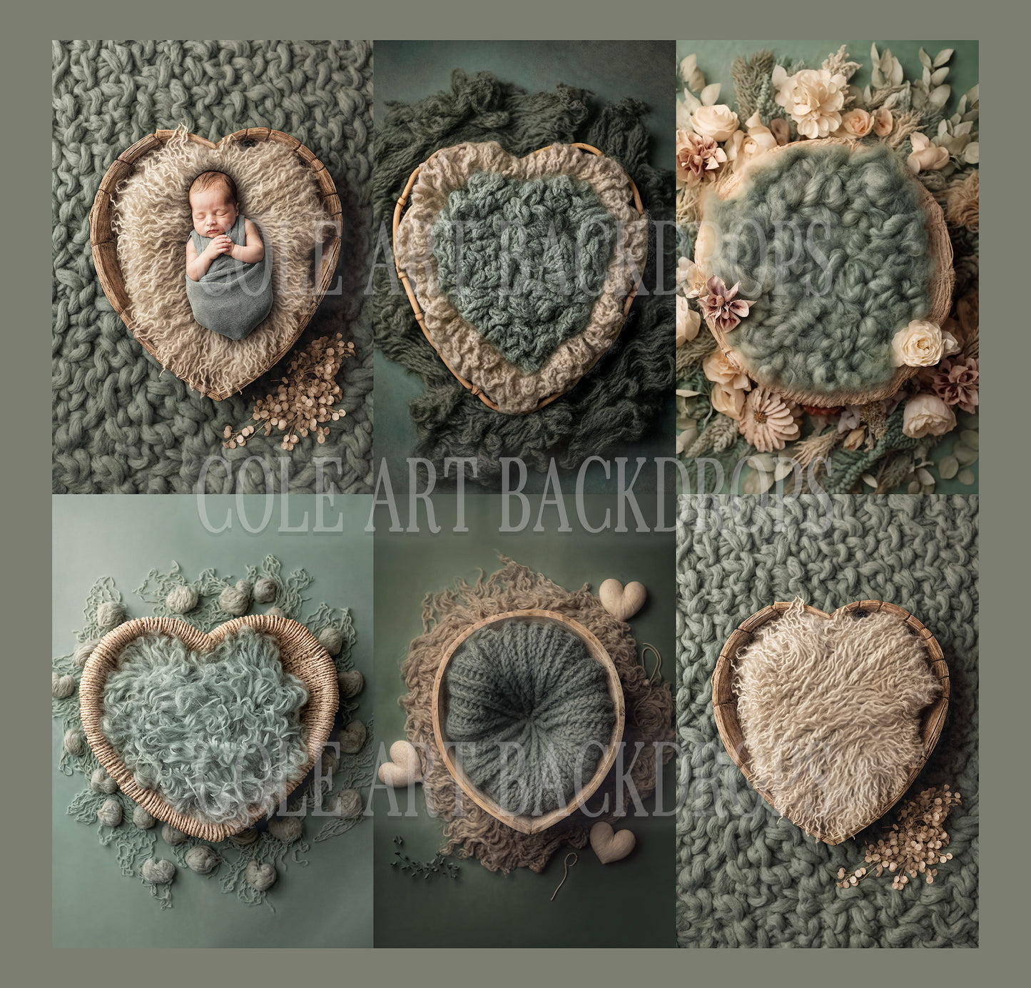 Baby Green Set Digital Backdrops, Newborn Overlays, Newborn Props, Newborn Backdrops, Photoshop Overlays